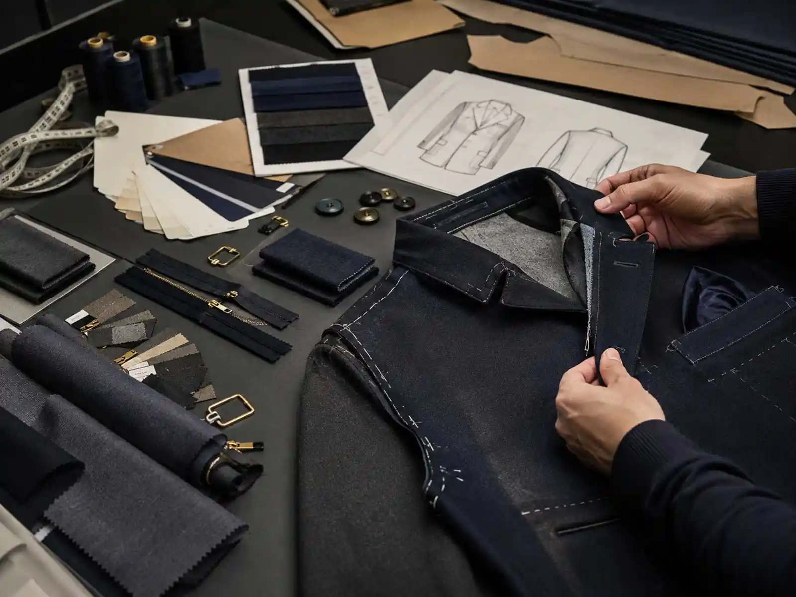 Apparel product development workflow with garment references, notes and construction review