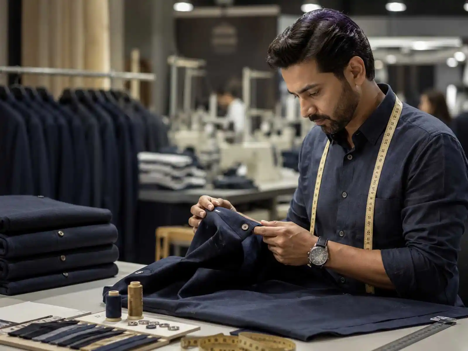 Apparel quality-control standards review with organised inspection and measurement tools