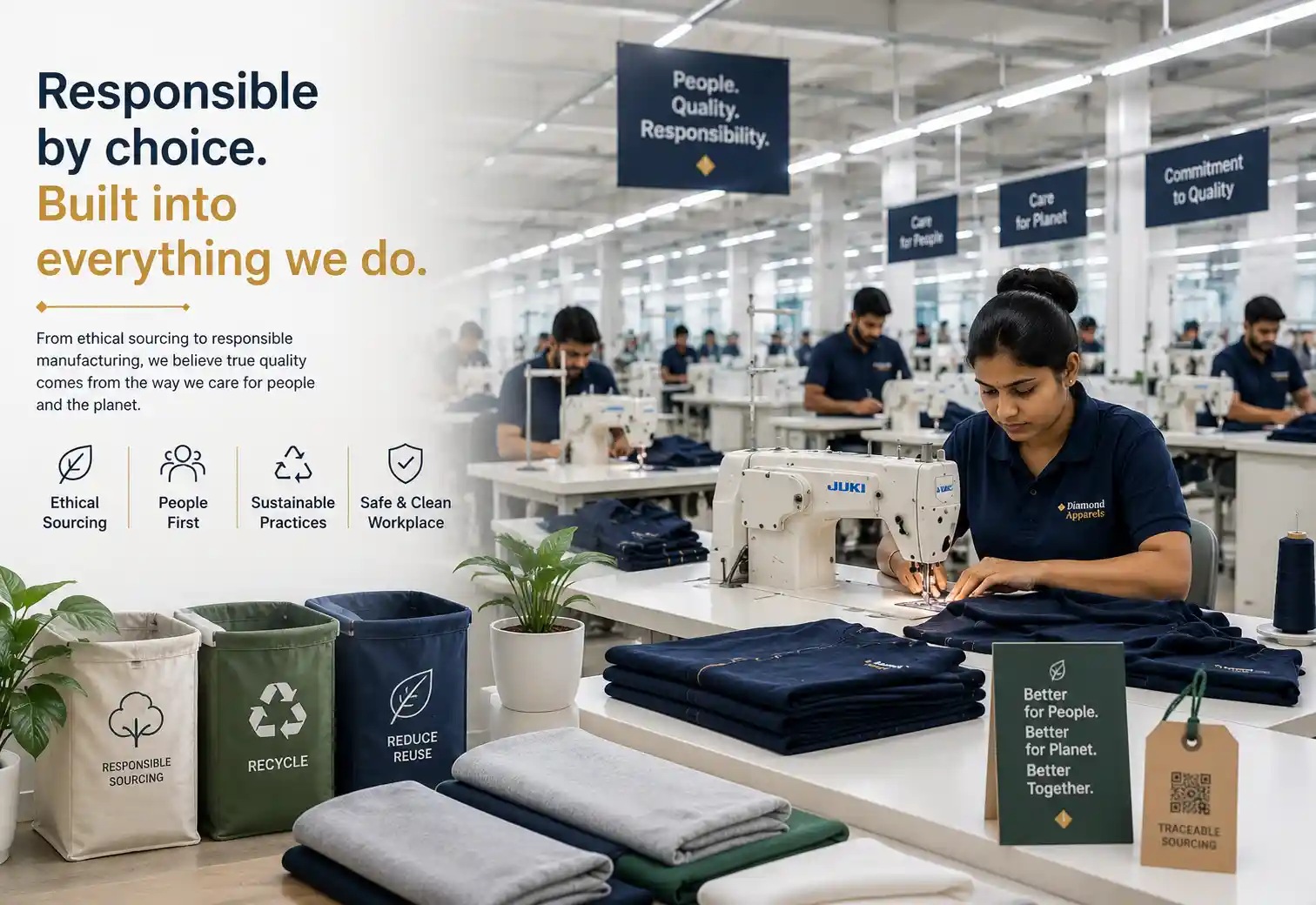 Clean apparel manufacturing environment focused on responsible production practices